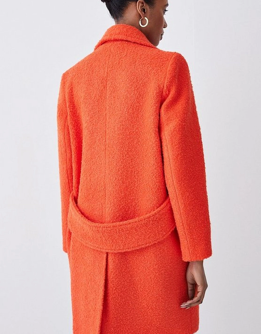 Boucle Pocket Detail Textured Collared Tailored Coat