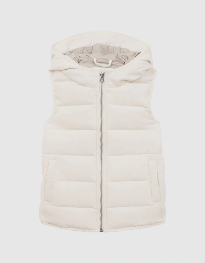 Quilted Corduroy Hooded Gilet