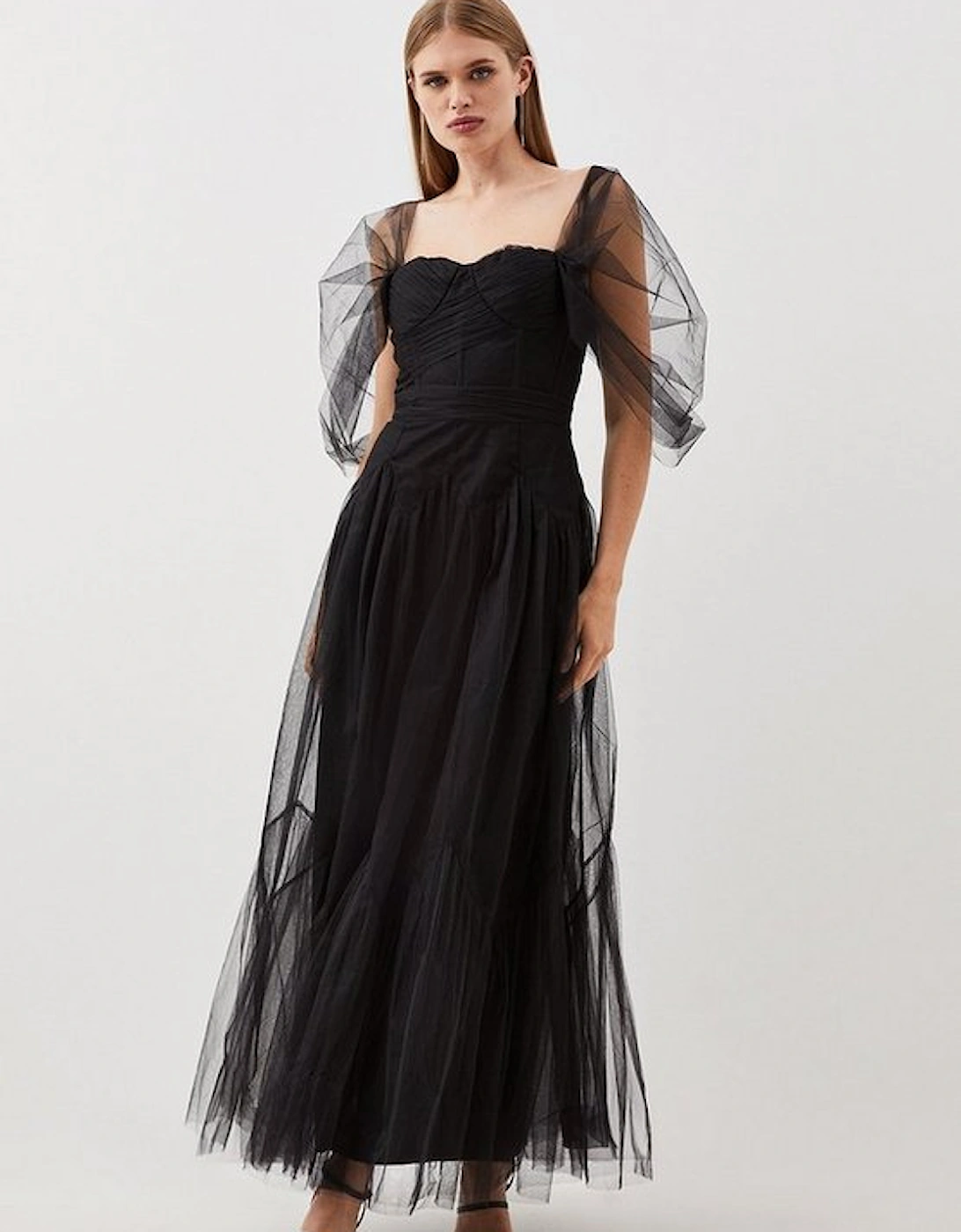 Tulle Corseted Woven Midi Dress, 5 of 4