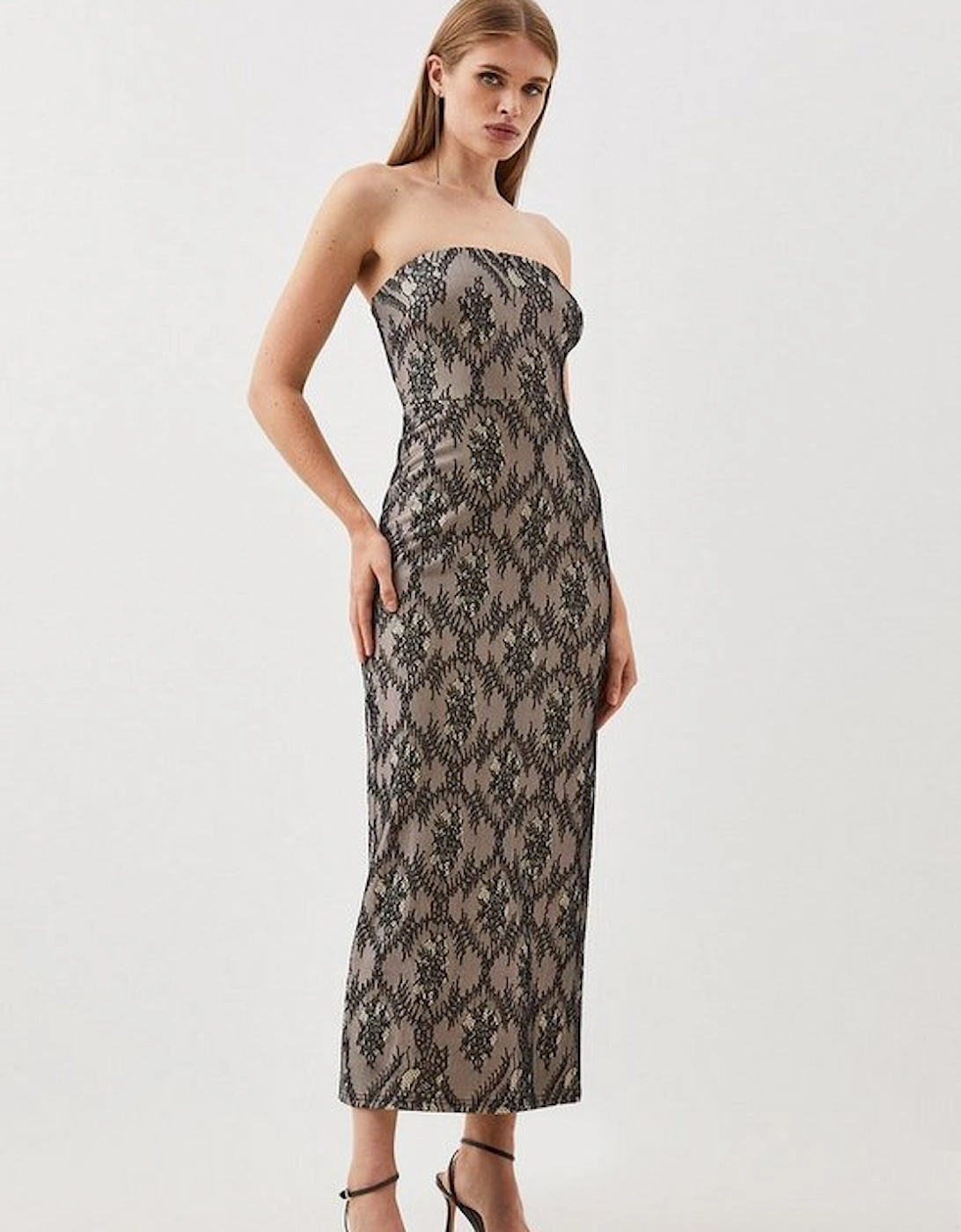 Jersey Lace Bandeau Midi Dress, 5 of 4