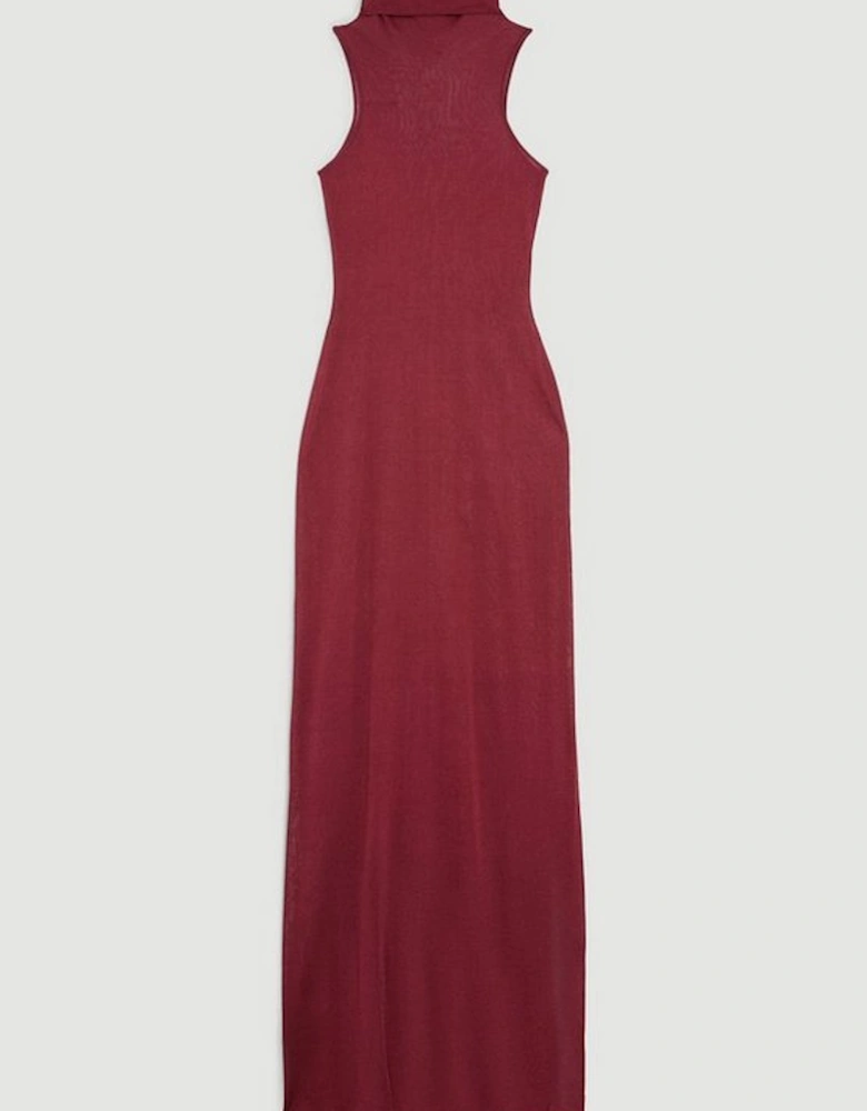 Petite Sheer Knit Racer Style Maxi Dress