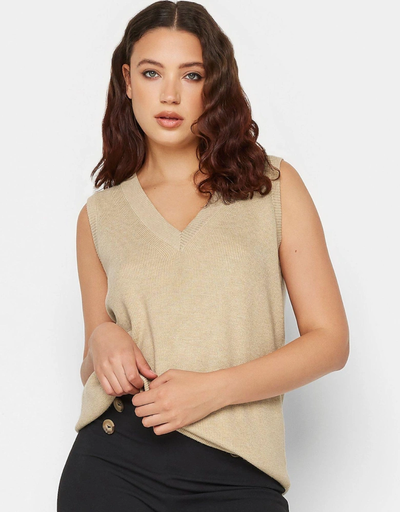 Neutral V Neck Knitted Vest