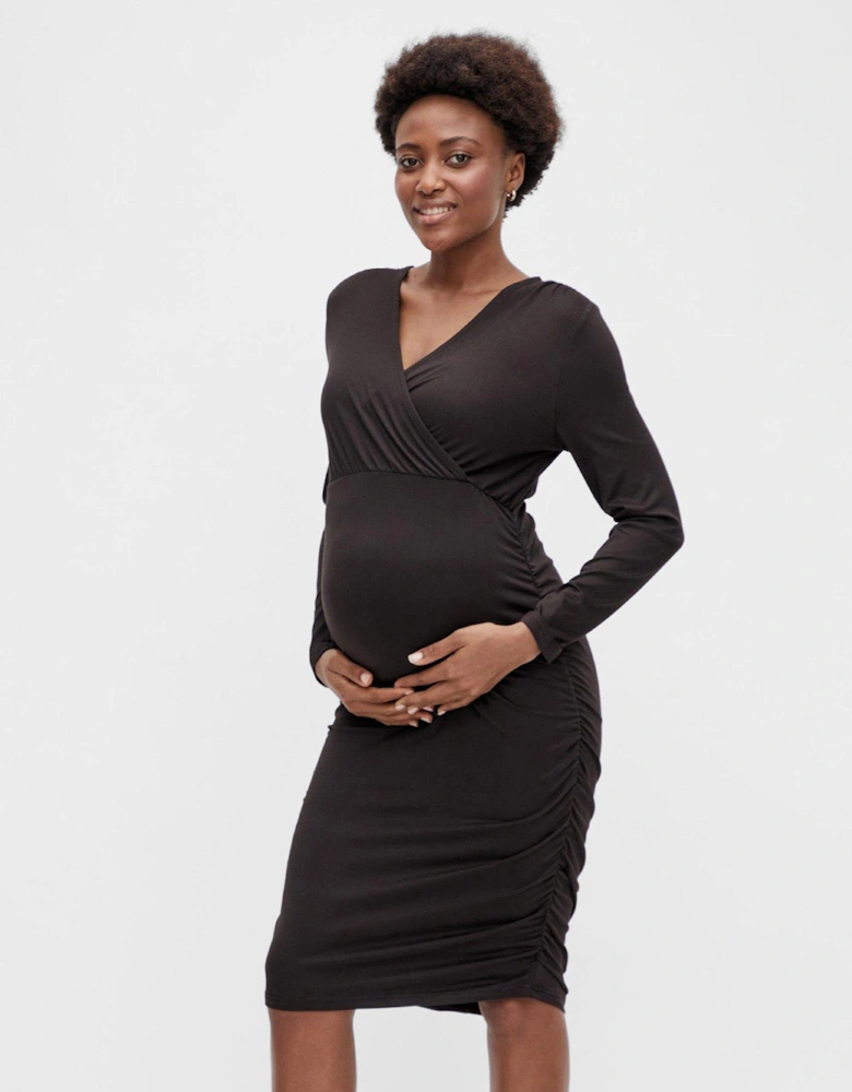 Maternity Wrap Front Jersey Dress - Black