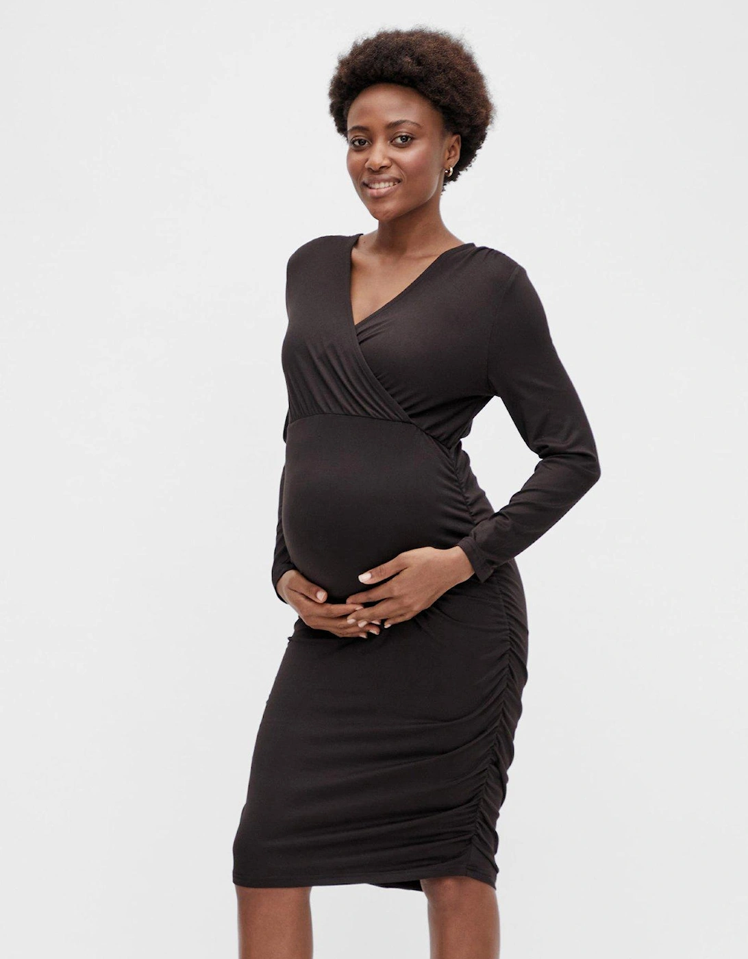 Maternity Wrap Front Jersey Dress - Black, 3 of 2