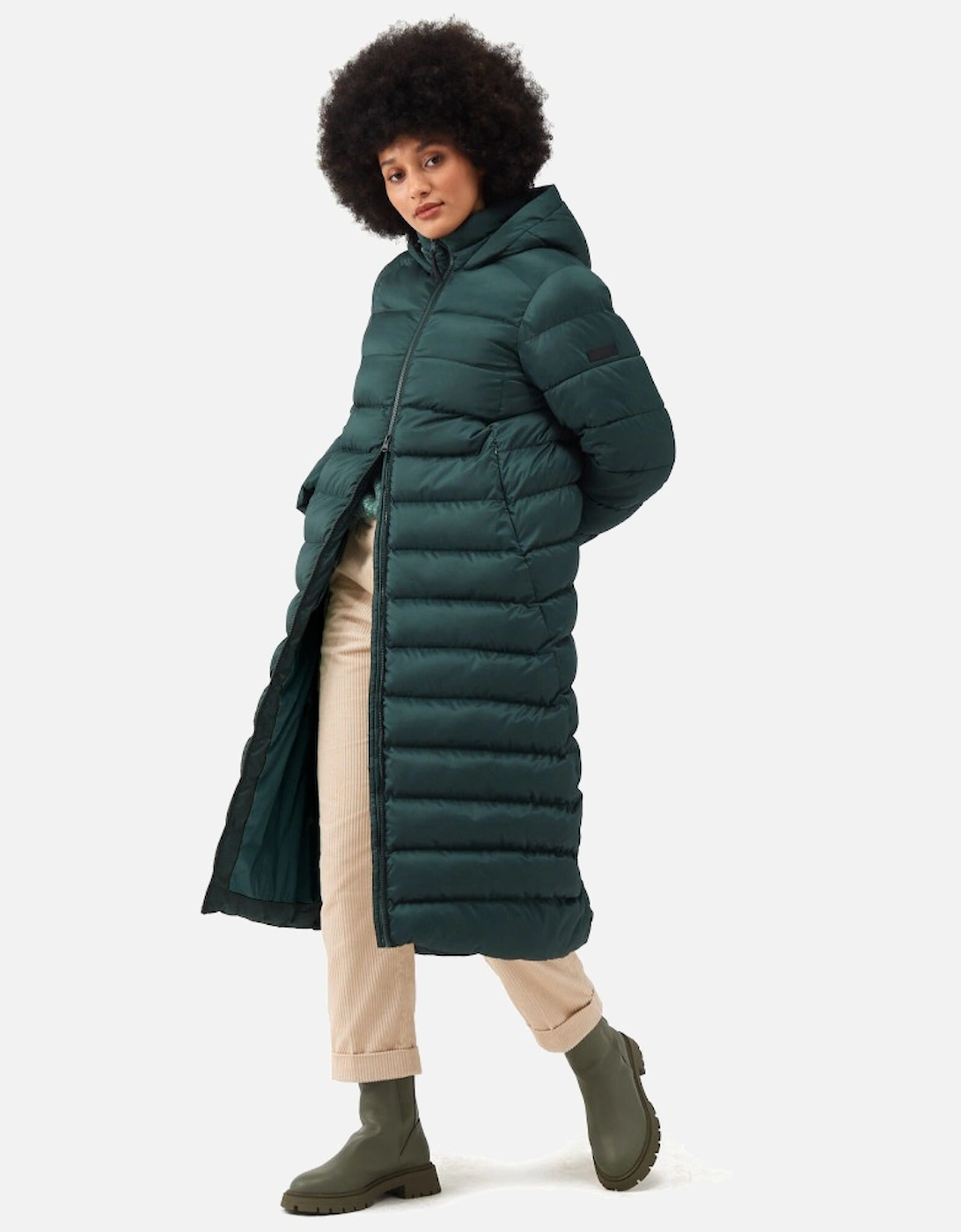 Womens Elender Longline Padded Hooded Jacket Coat, 6 of 5
