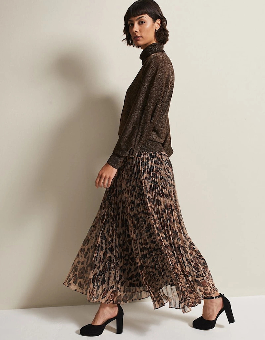 Lesia Leopard Pleated Maxi Skirt, 7 of 6