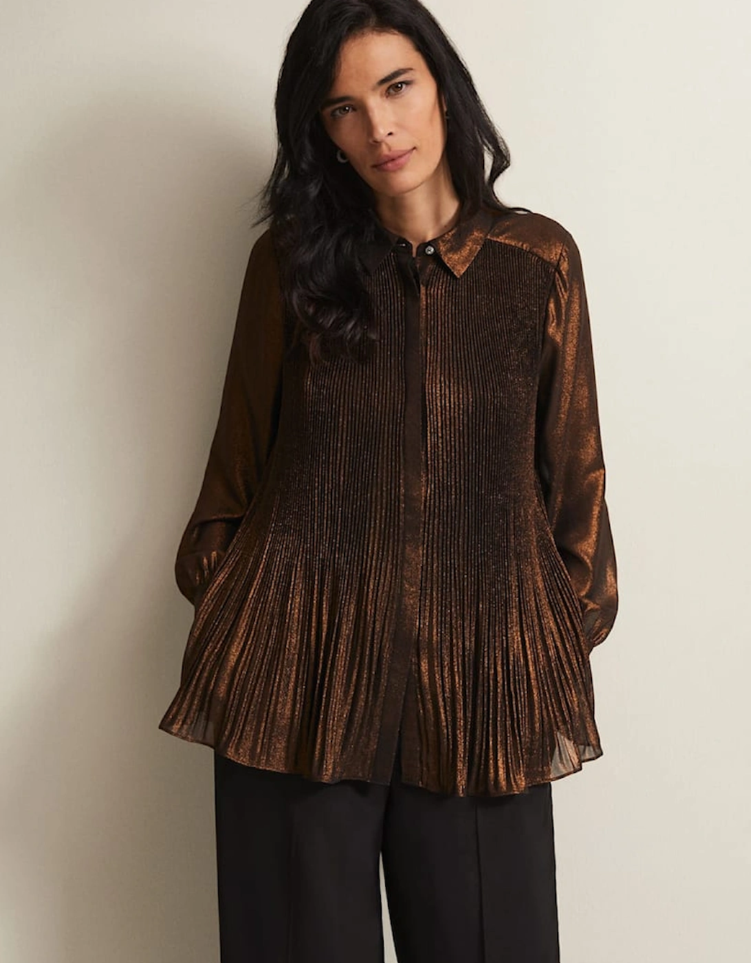 Faye Foil Pleated Blouse, 7 of 6