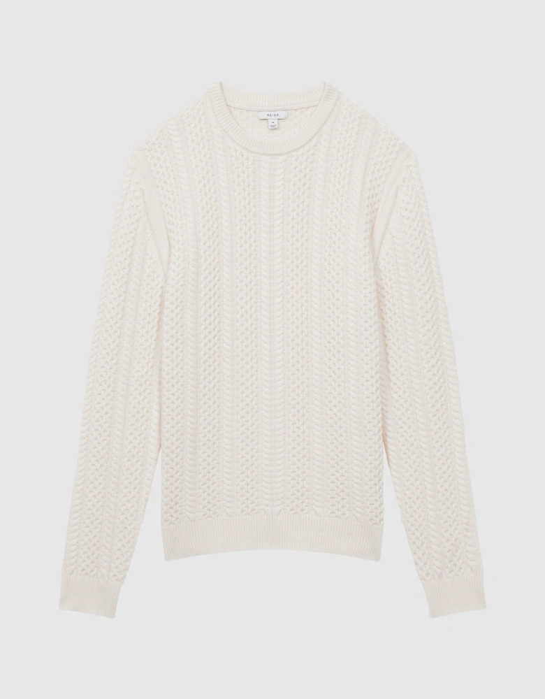 Slim Fit Wool-Cotton Cable Knit Jumper