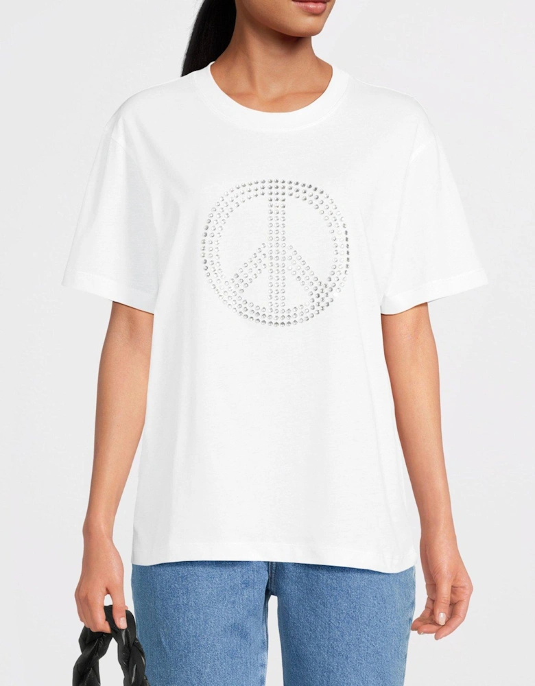 Crystal Peace Sign T-shirt - White