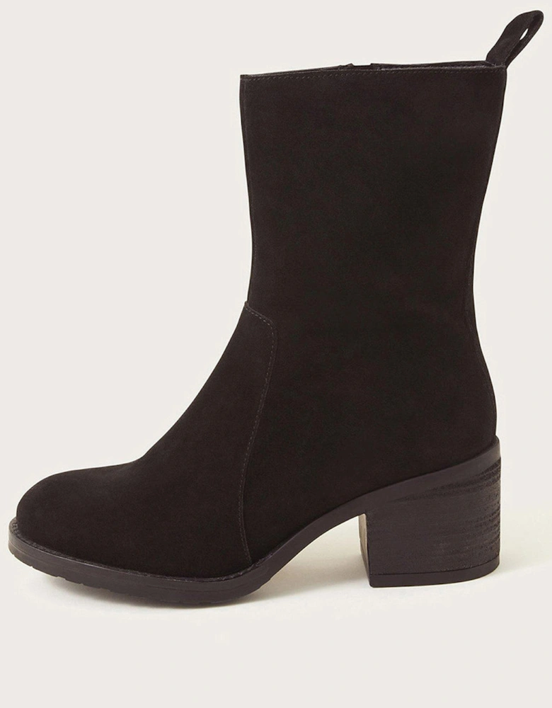 Short Suede Ankle Boot - Black