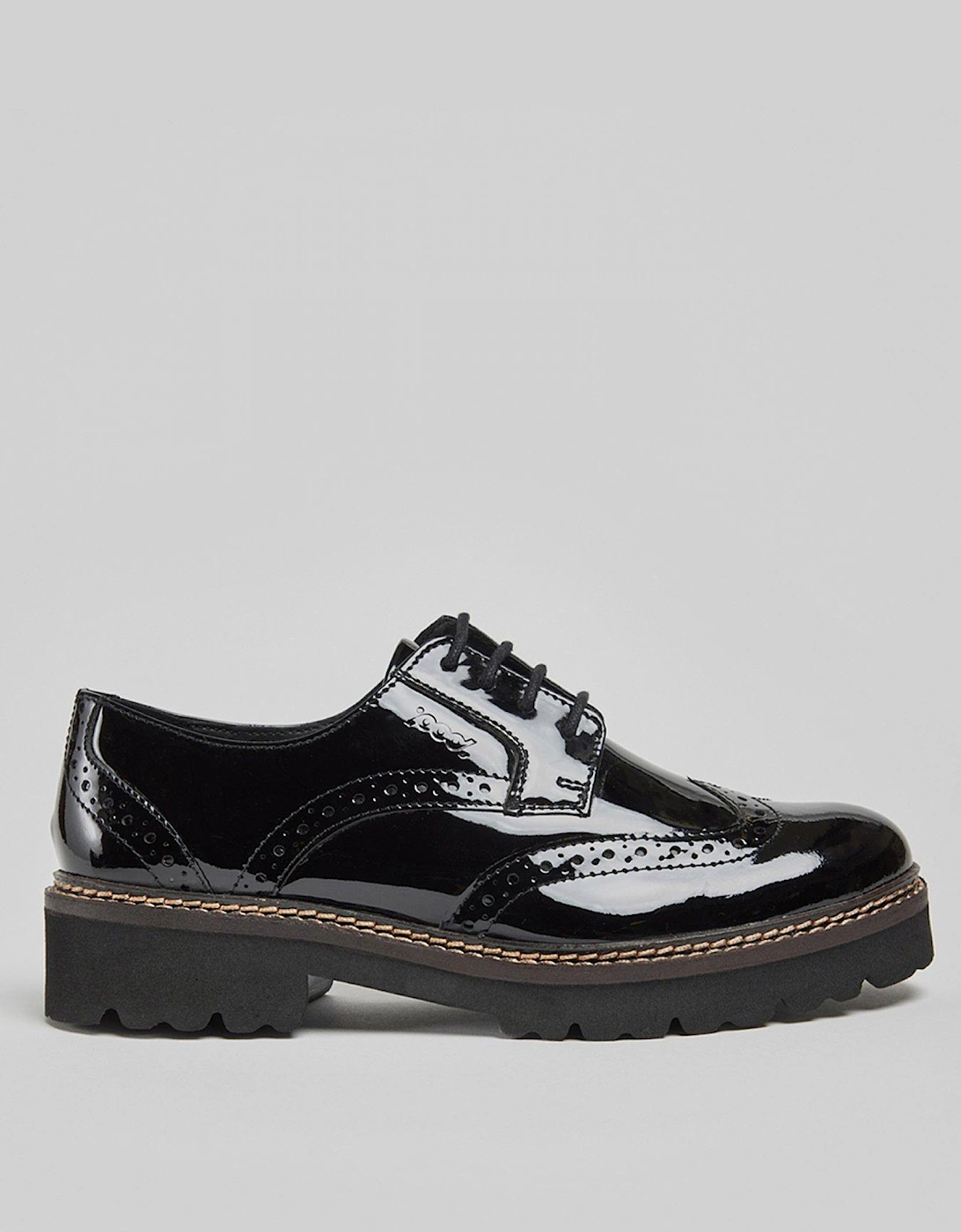 Kortney Pantent Leather Lace Up Brogues - Black, 2 of 1