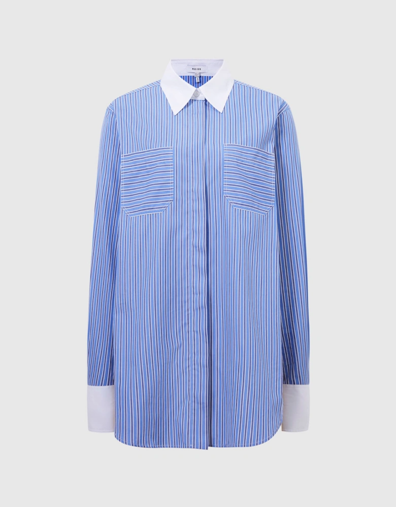 Contrast Stripe Collared Shirt
