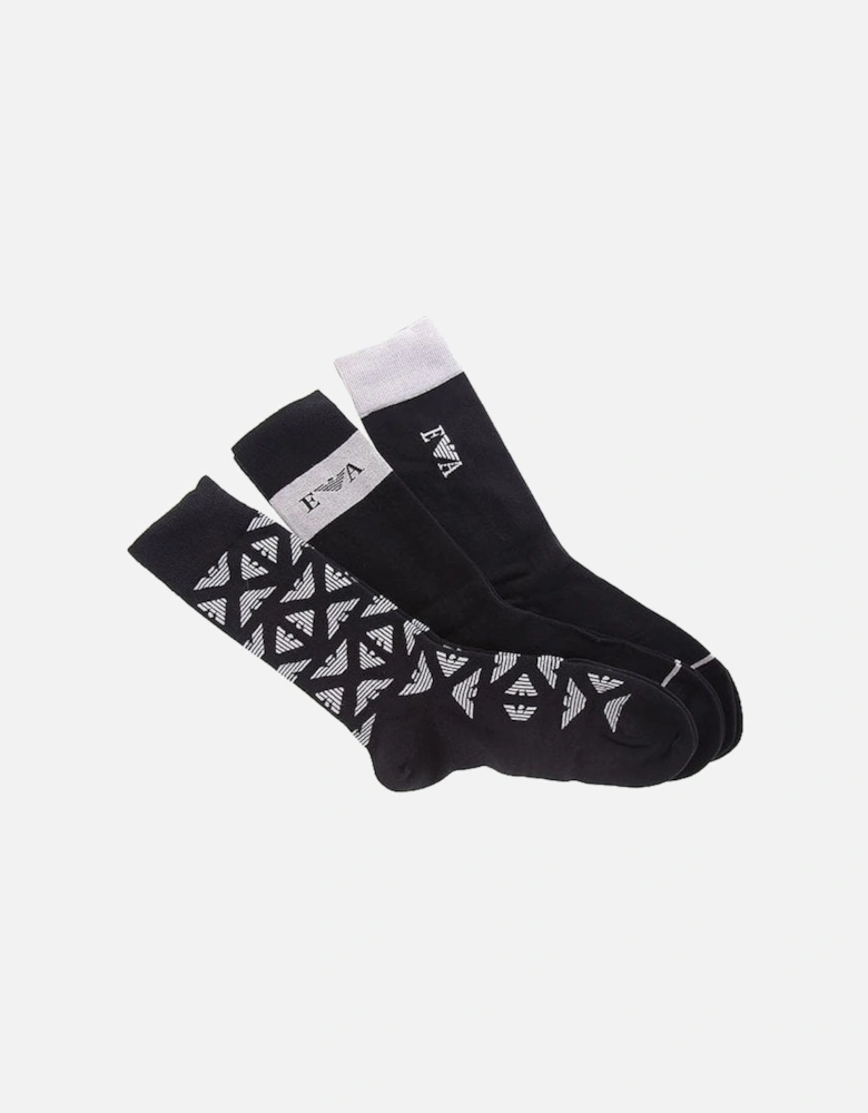 3 Pack Socks Eagle Logo Black Gift Set