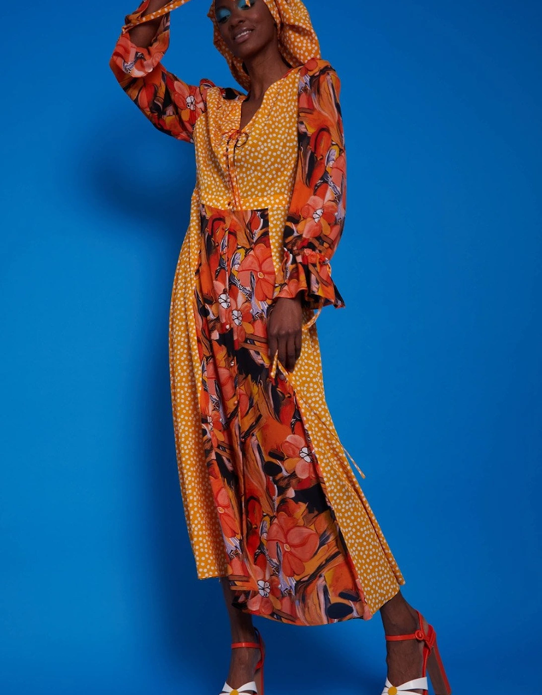 Autumn Long Sleeve Maxi Dress with Fish Design