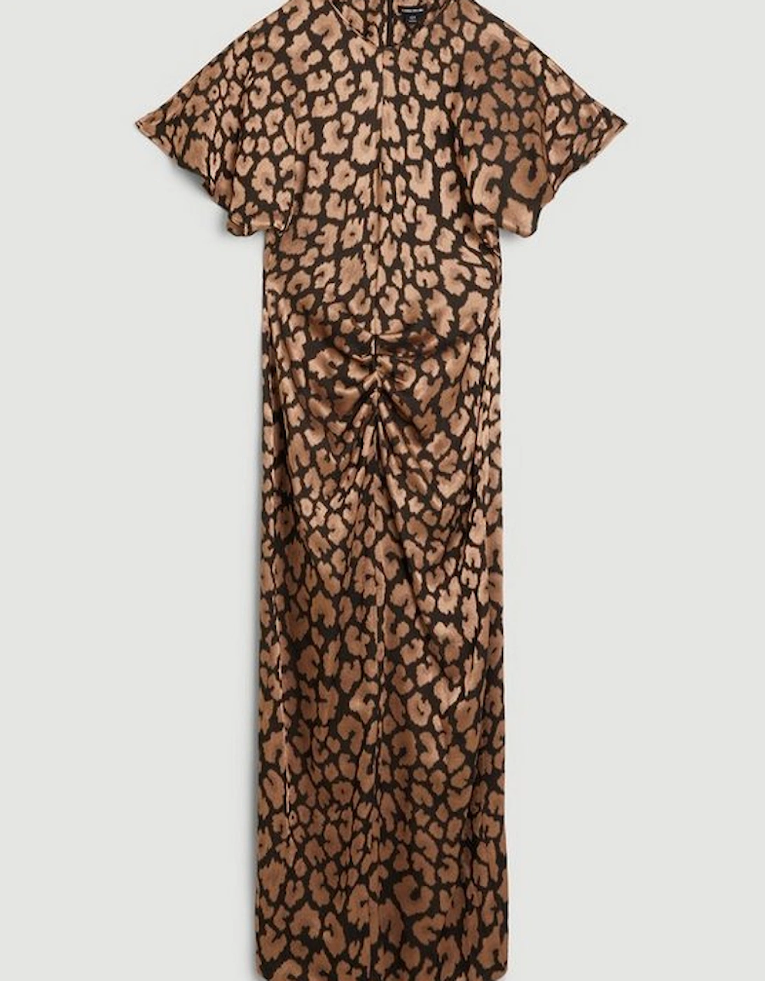 Animal Jacquard Ruched Front Crepe Tailored Midi Dress