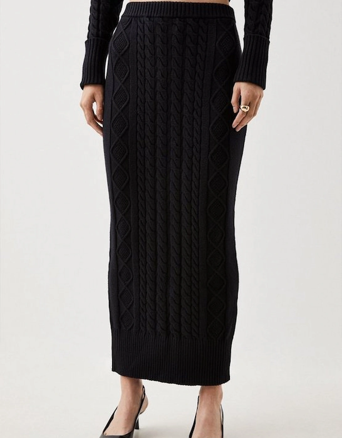 Cable Knit Midi Skirt