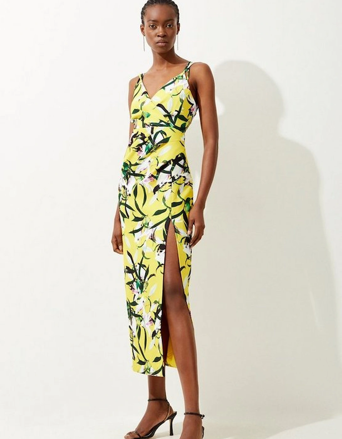 Neon Lilly Print Strappy Tailored Maxi Dress