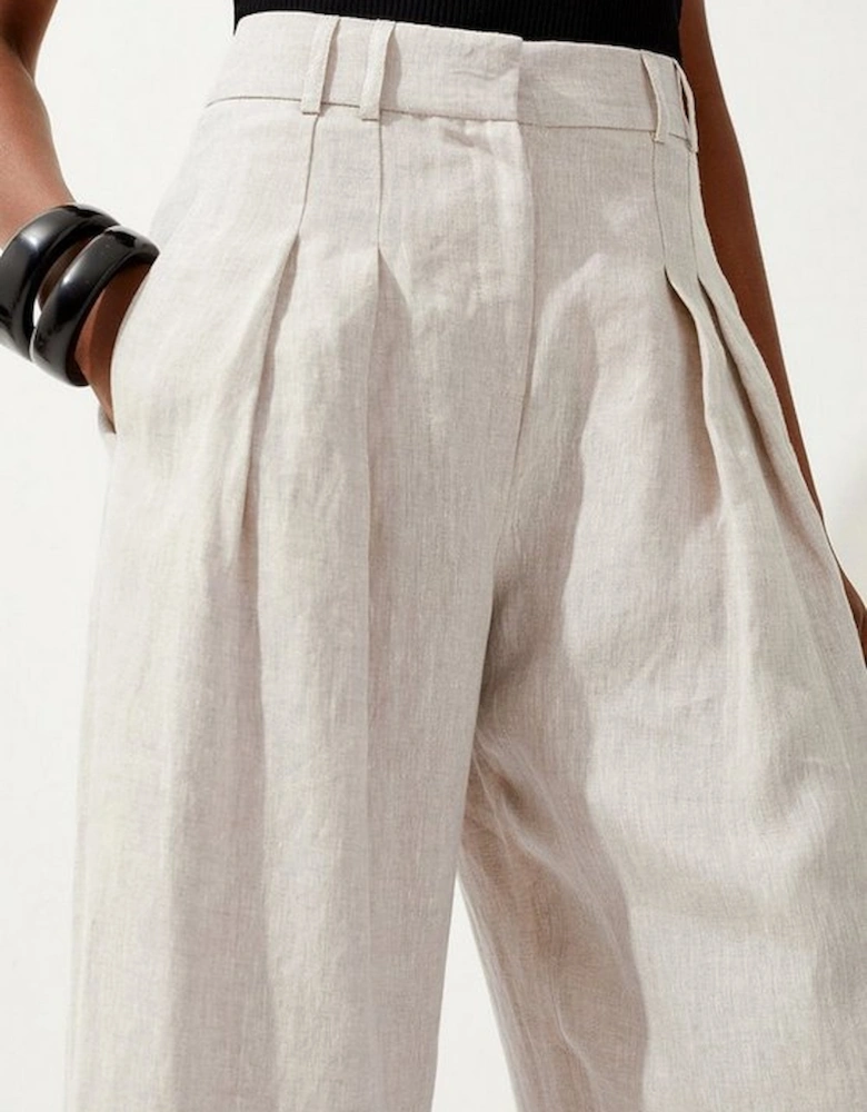 Linen Tailored Wide Leg Trouser