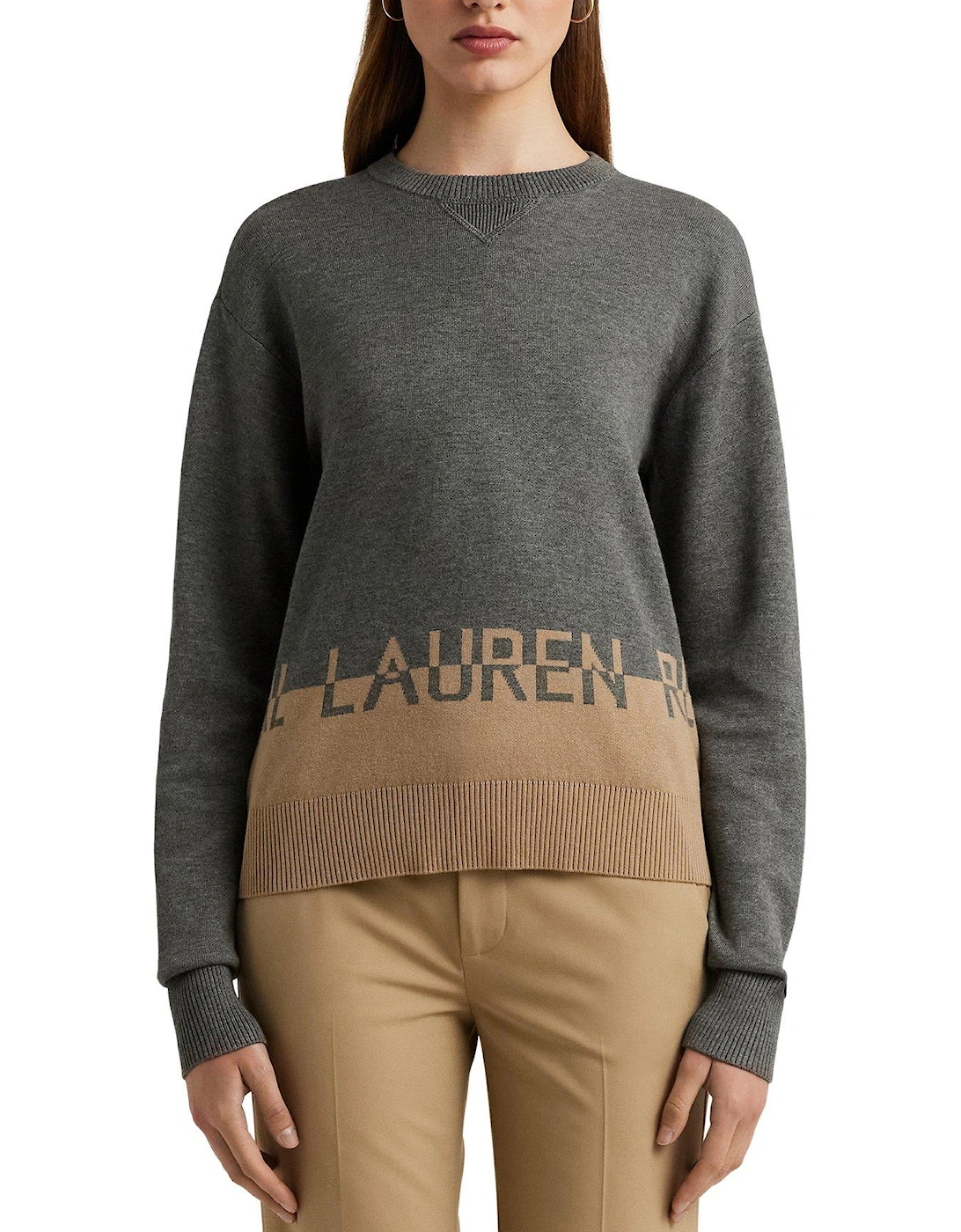 Nandita-long Sleeve-pullover - Grey Heather/classic Camel, 3 of 2