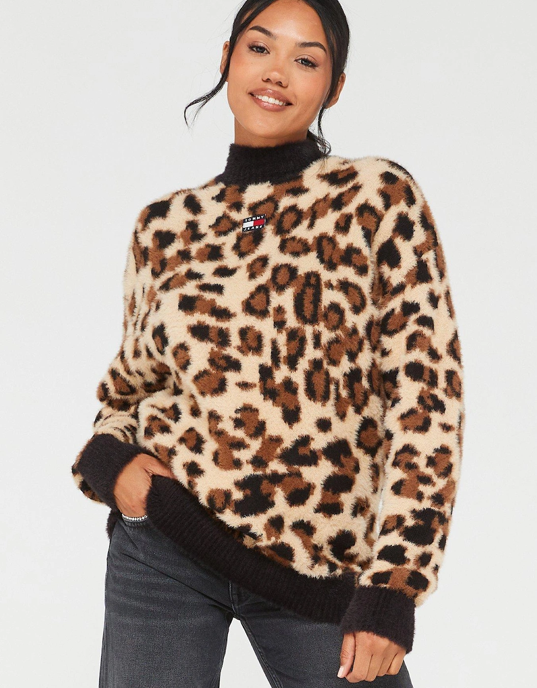 Animal Print Turtleneck Knitted Jumper - Leopard, 5 of 4