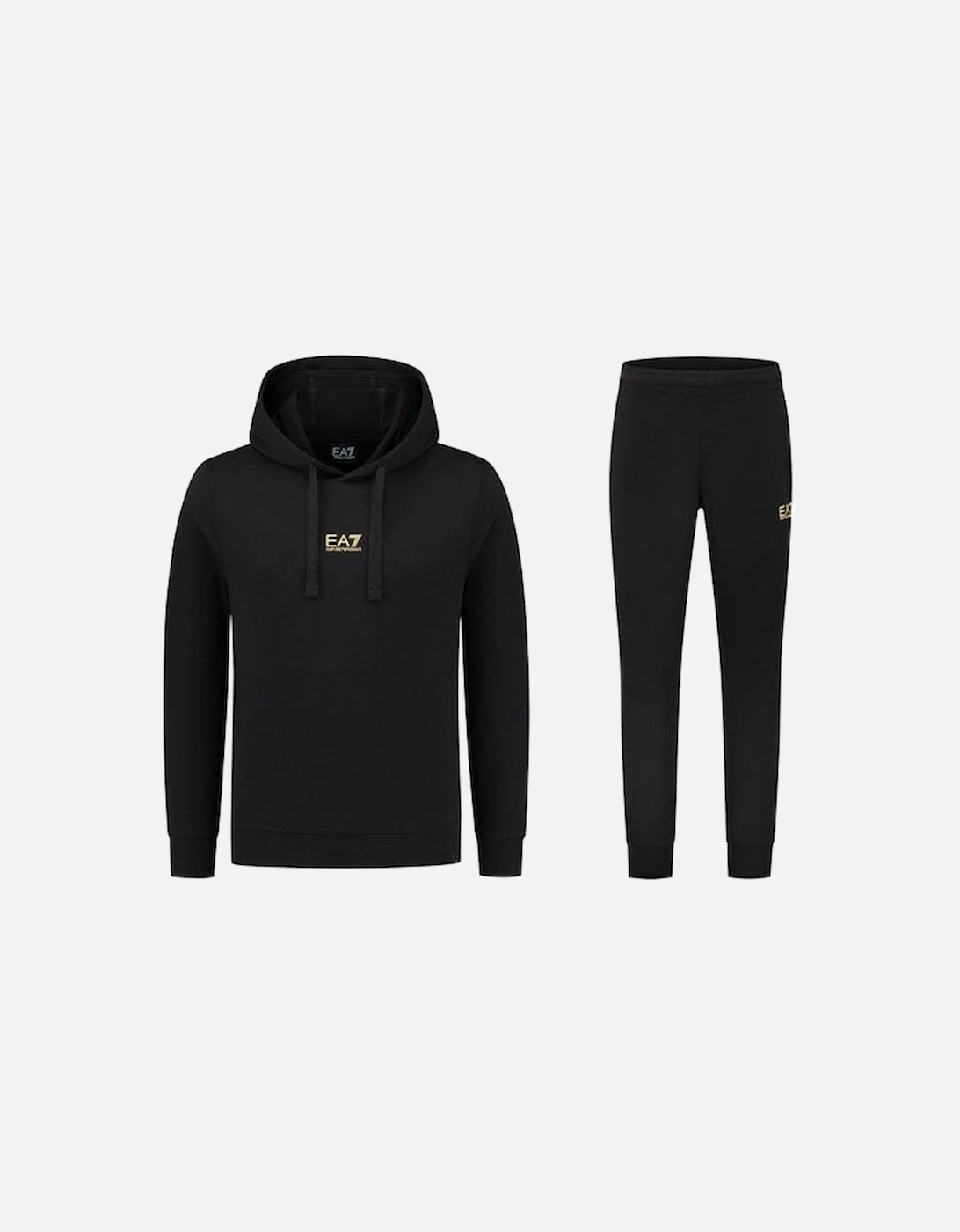 Cotton Centre Logo Pullover Hooded Black Tracksuit, 3 of 2