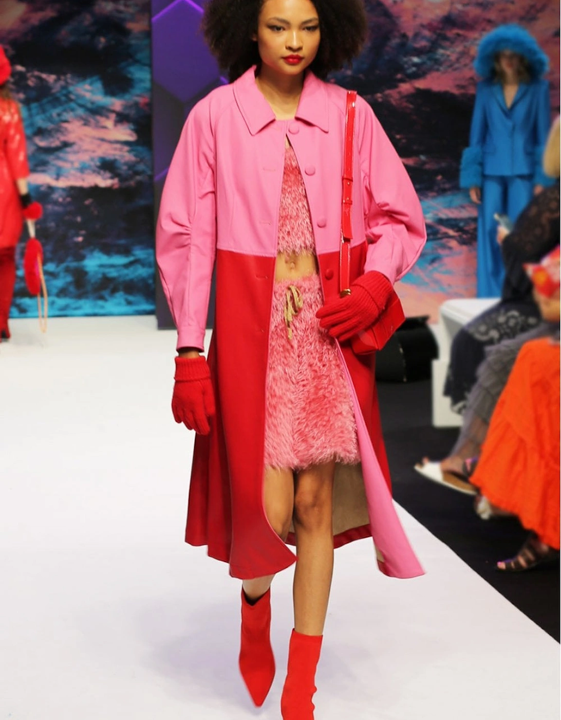 Red and Pink Eco Leather Trench Coat, 6 of 5