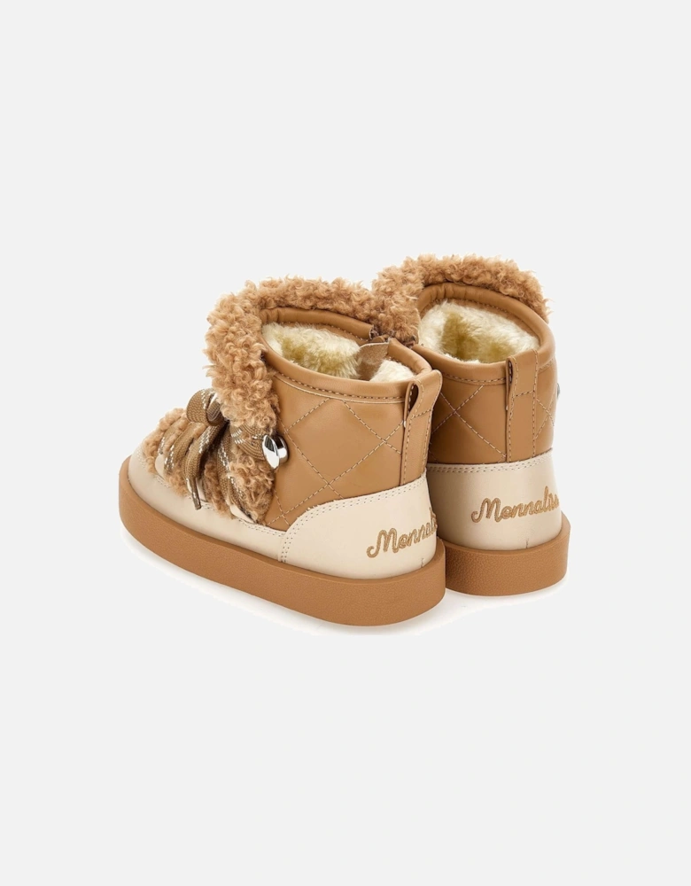 Girls Brown Teddy Boots