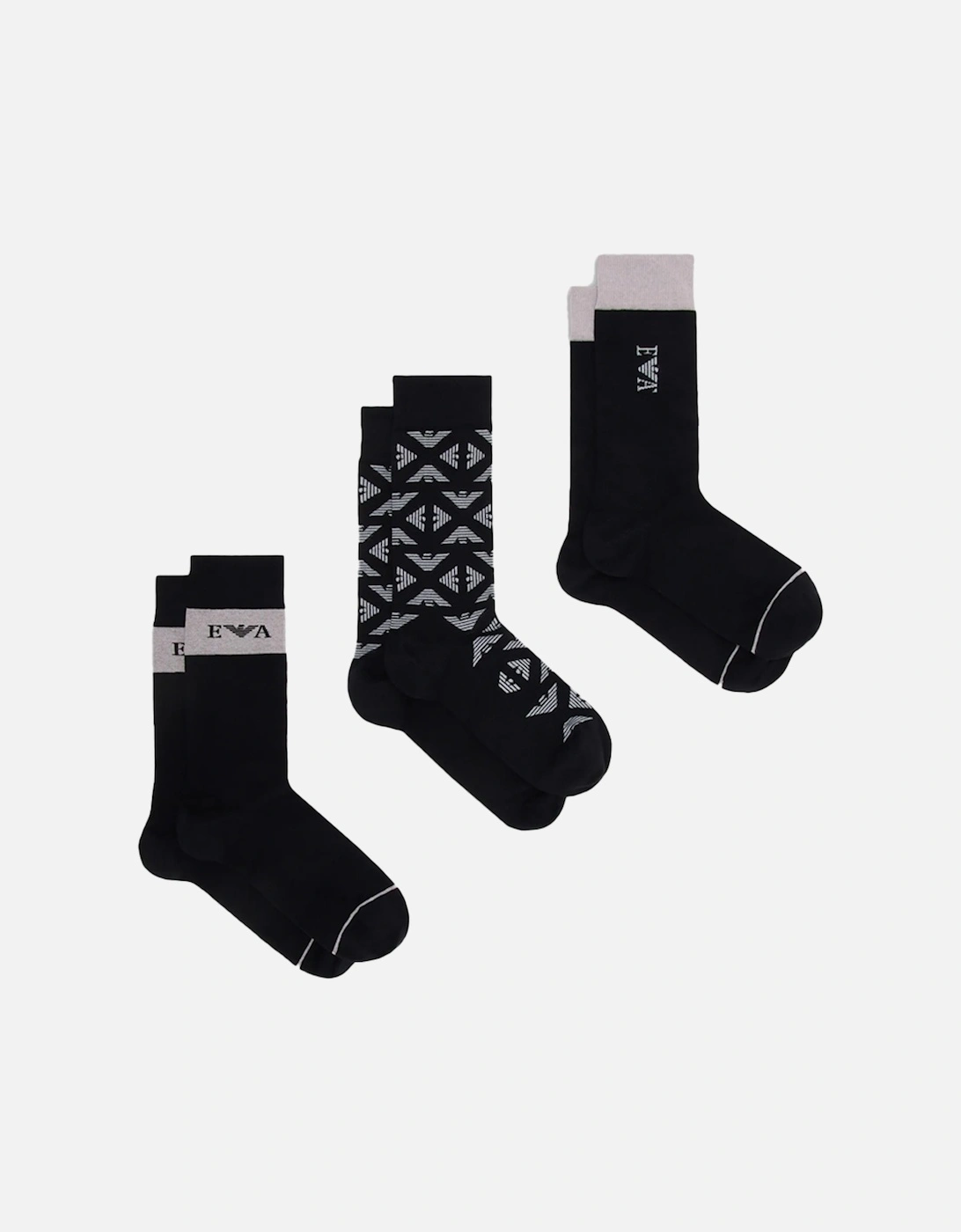 3 Pack Jacquard Gifting Logo Socks - Black