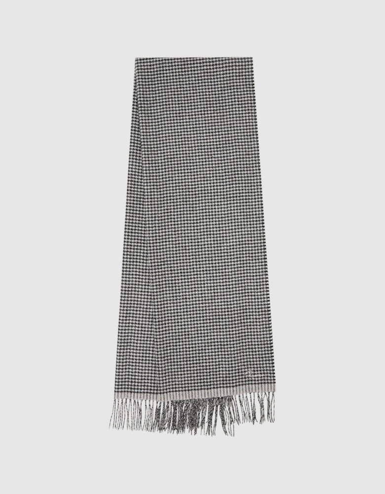 Wool Blend Dogtooth Embroidered Scarf