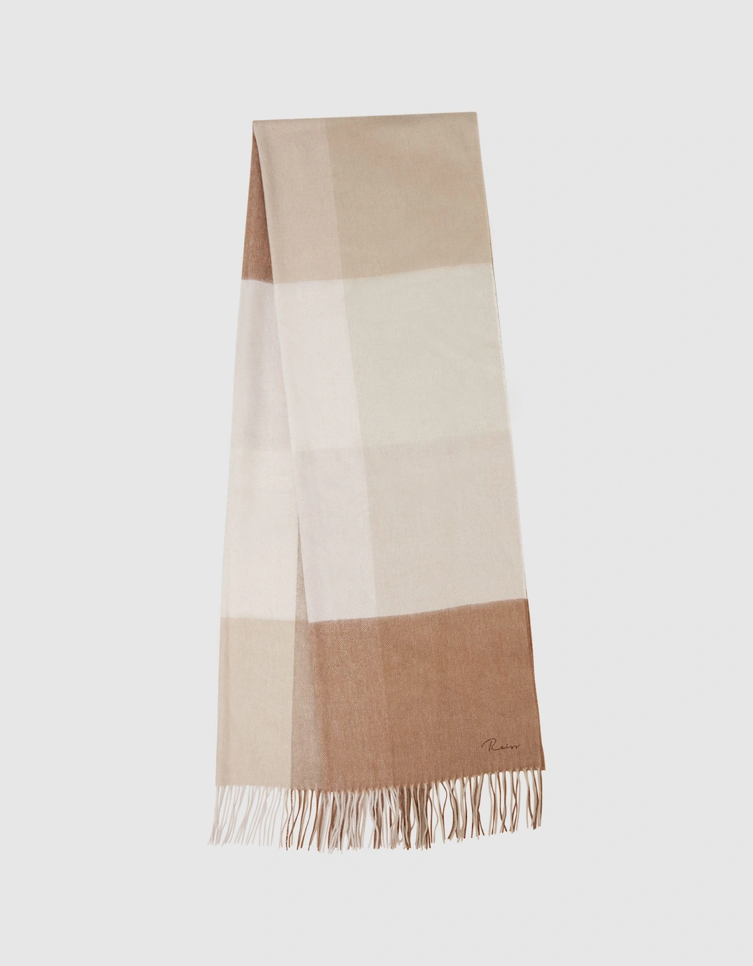Wool Blend Check Embroidered Scarf, 2 of 1