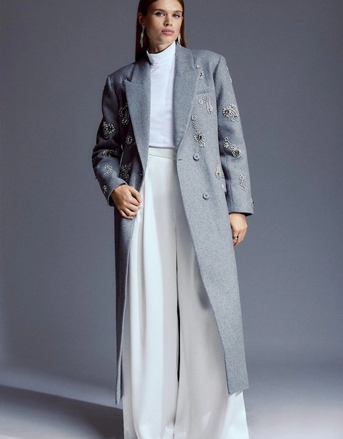 Tailored Wool Blend Embellished Maxi Coat, 8 of 7