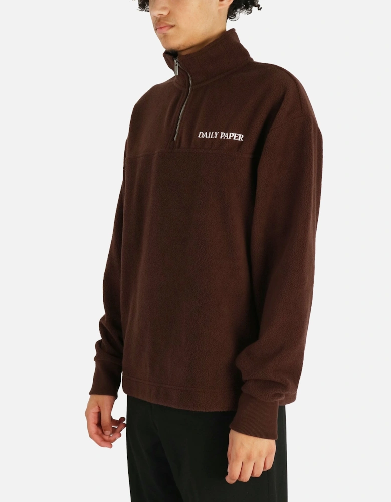 Ramat Half Zip Logo Back Brown Fleece