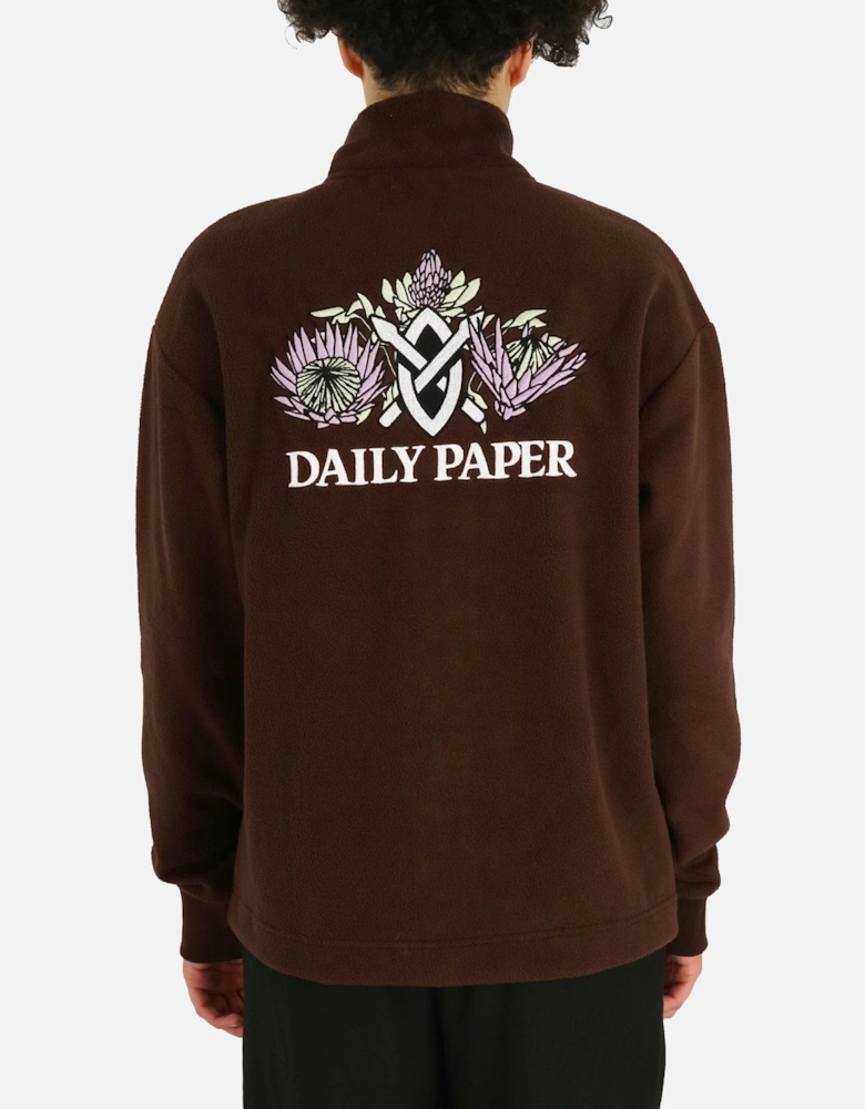 Ramat Half Zip Logo Back Brown Fleece