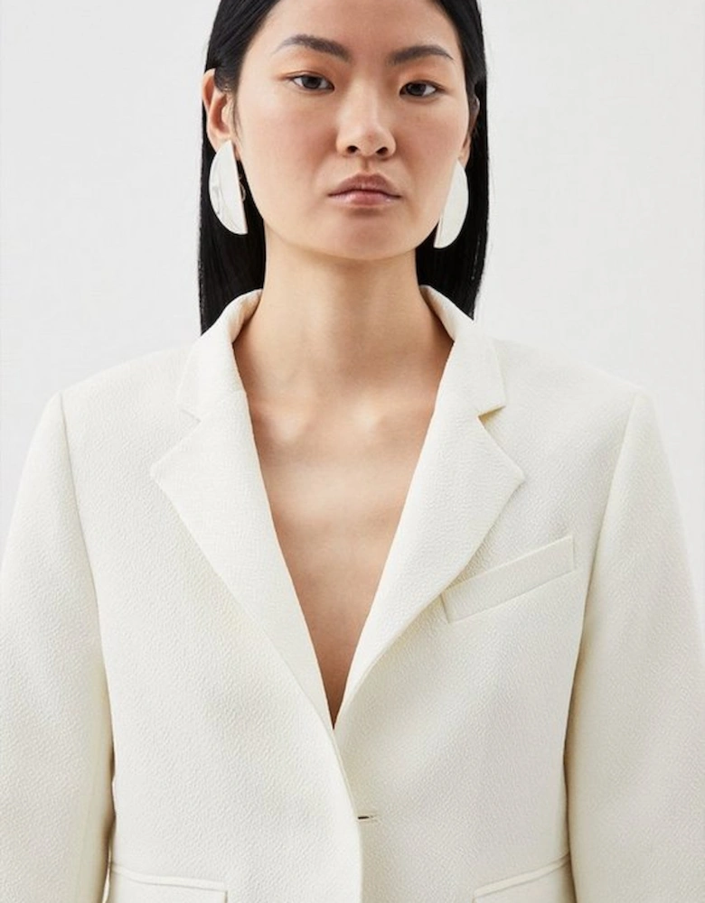 Textured Crepe Notch Neck Tailored Jacket