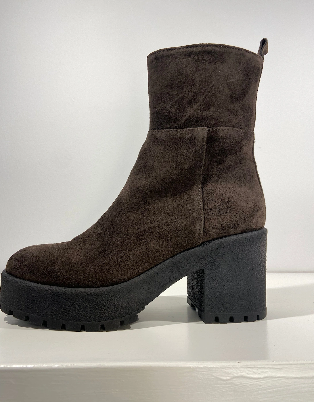 Chocolate suede ankle boots