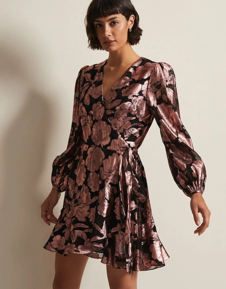 Juniper Foil Jacquard Wrap Dress