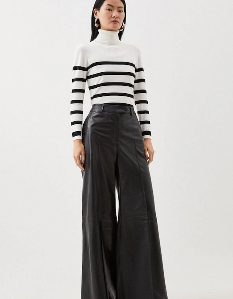 Leather Wide Leg Trousers