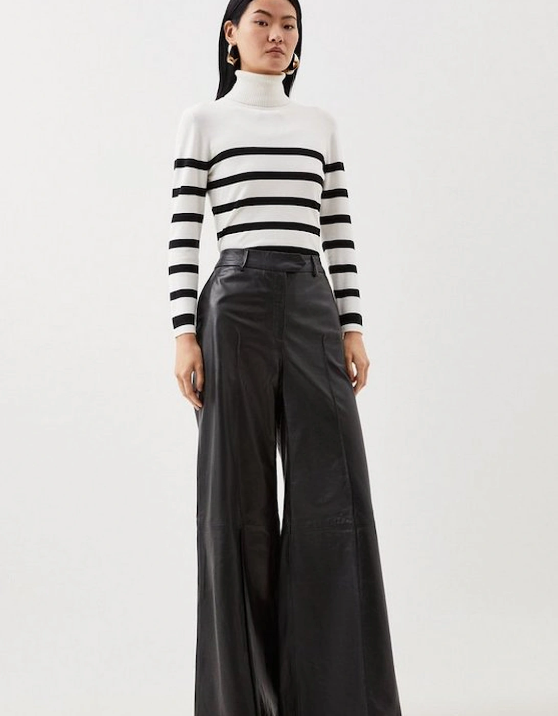 Leather Wide Leg Trousers, 5 of 4