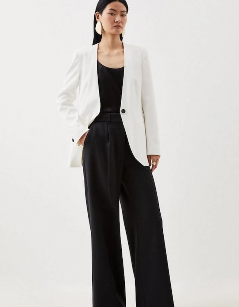 Relaxed Collarless Tailored Jacket