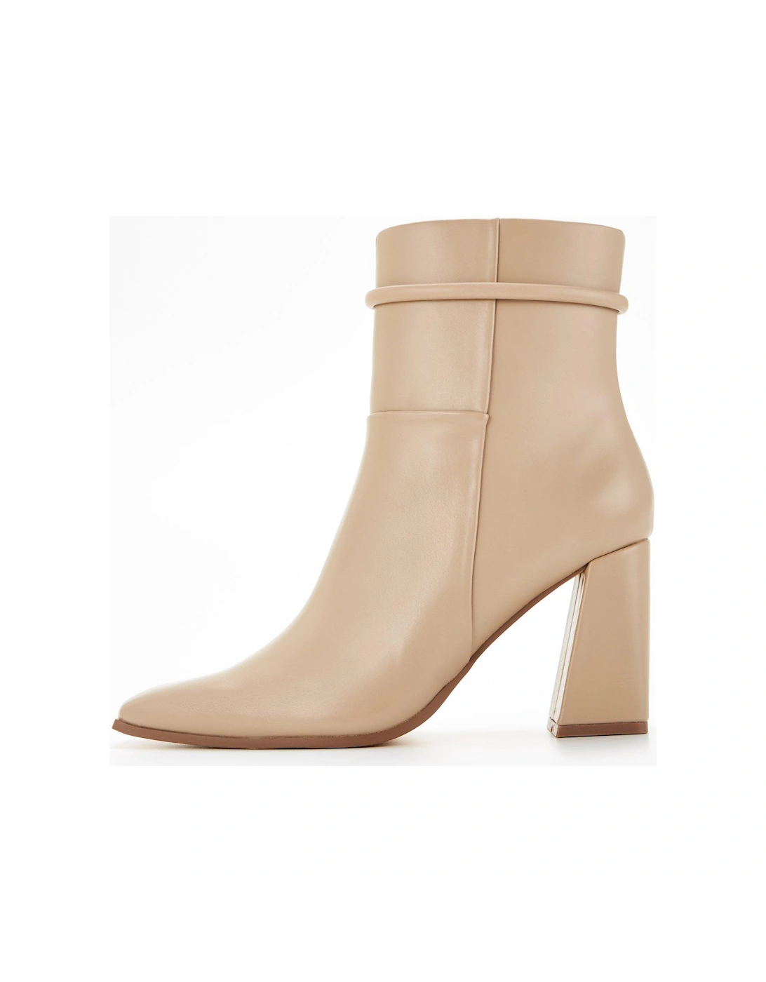 Square Toe Flare Heel Ankle Boot - Cream, 7 of 6