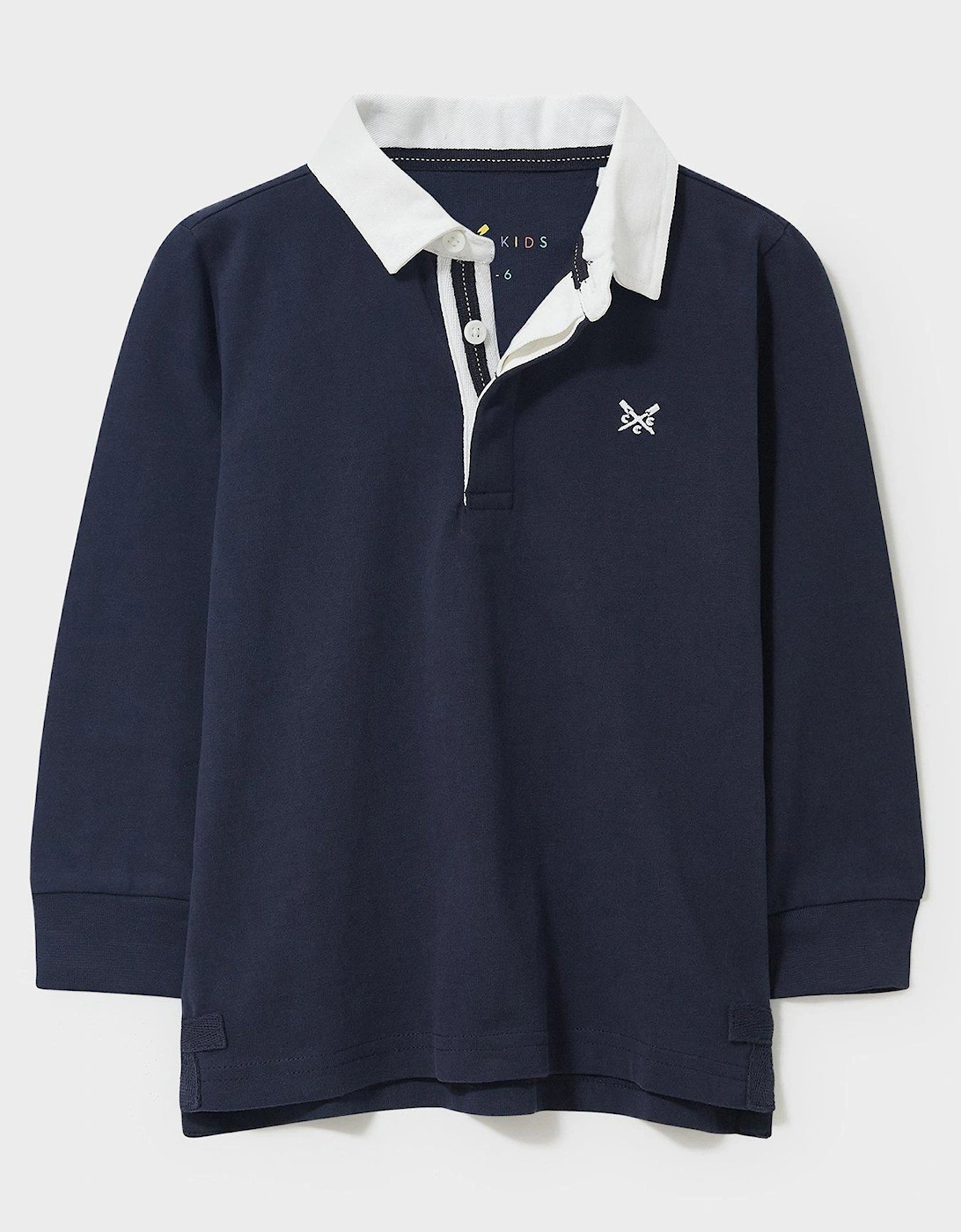 Boys Heritage Solid Rugby Long Sleeve Polo - Navy, 2 of 1