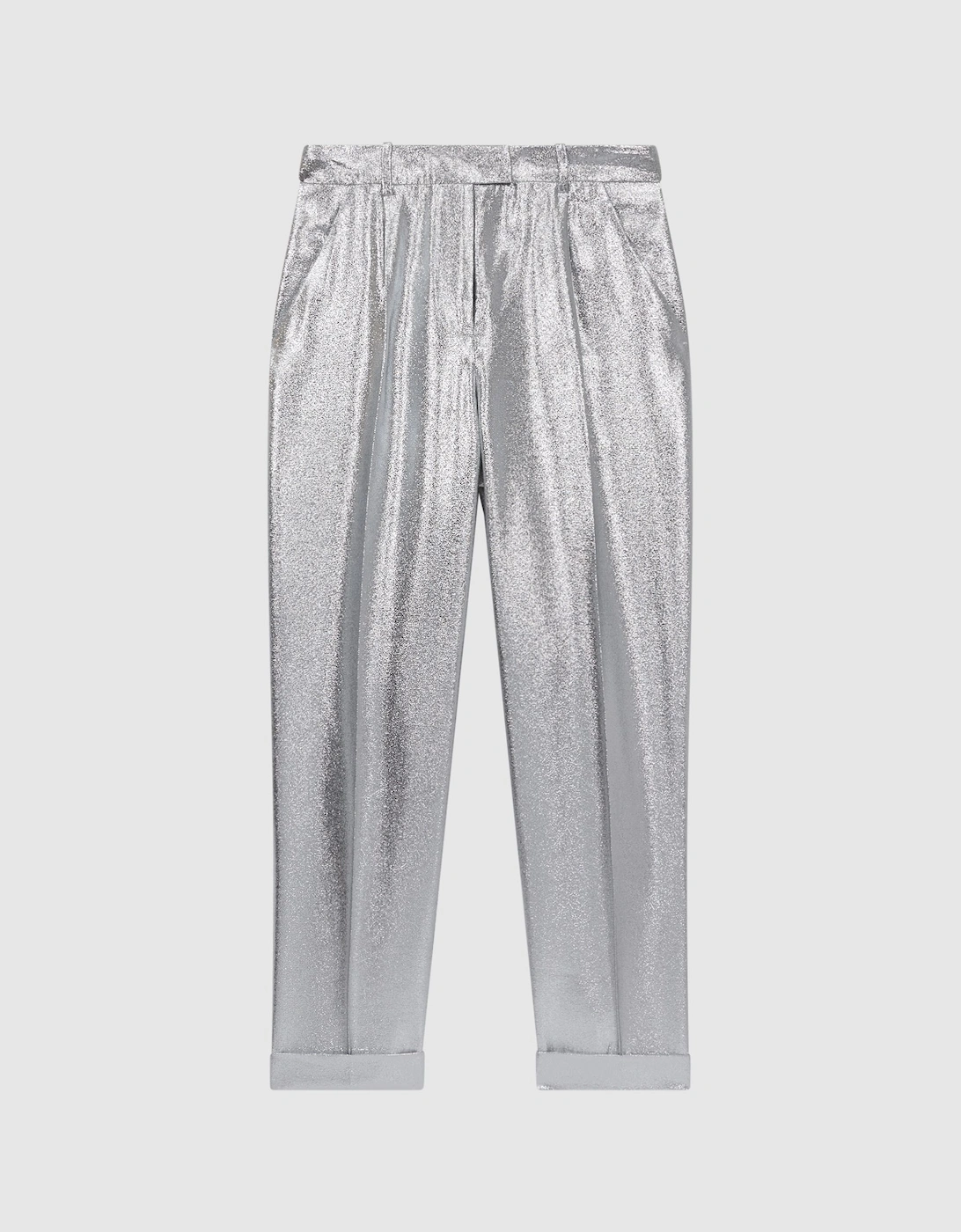 Tapered Metallic Trousers with Turn-Ups, 2 of 1