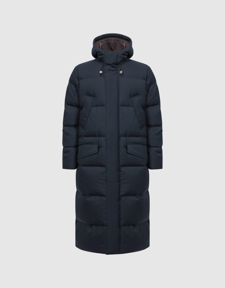Quilted Long Hooded Coat
