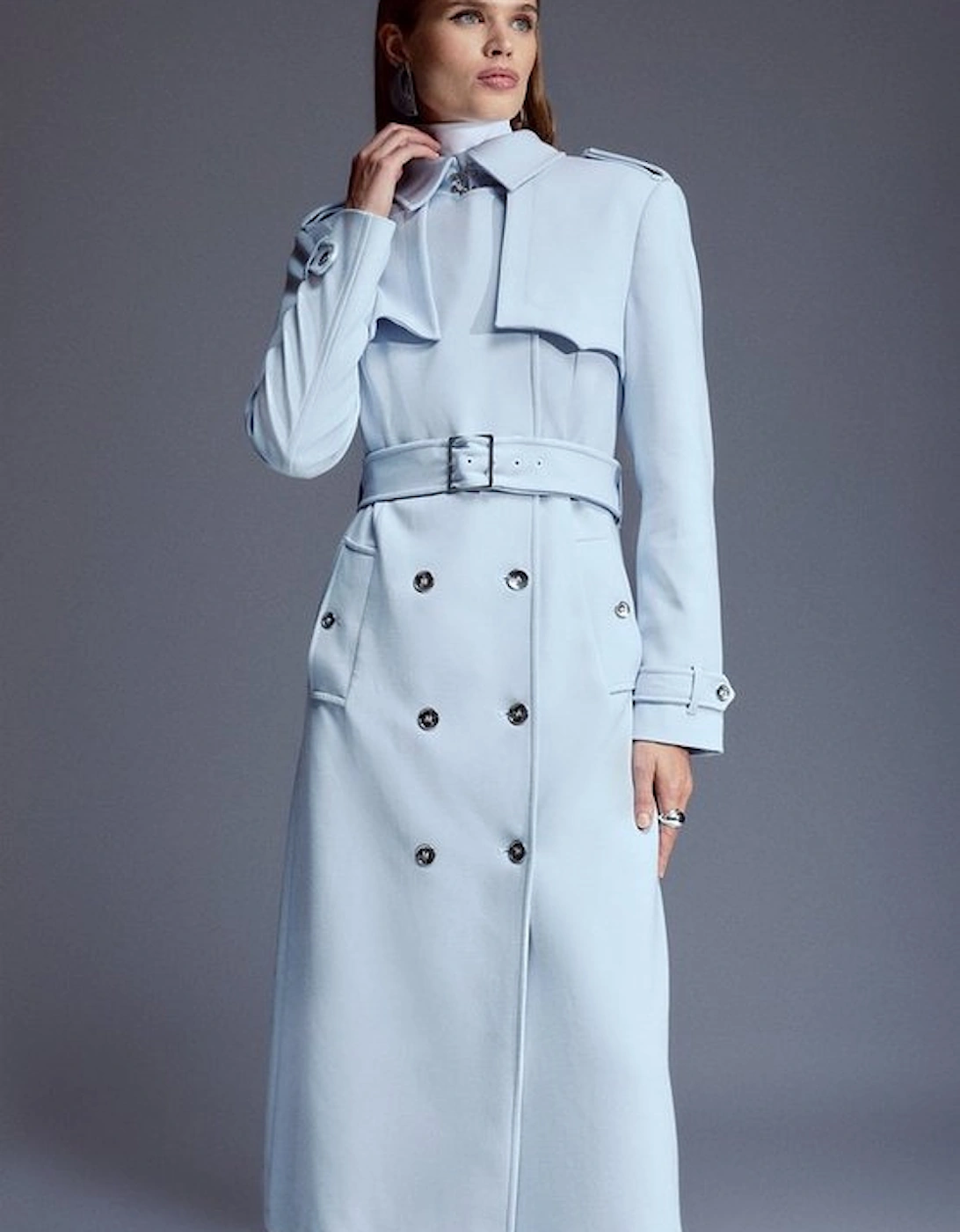 Compact Stretch Belted Trench Coat