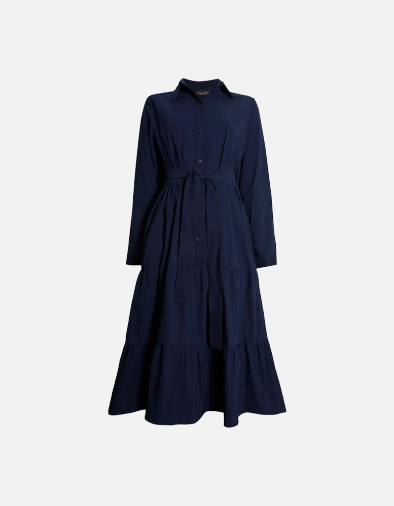 Shirt Collar Tiered Midi Dress