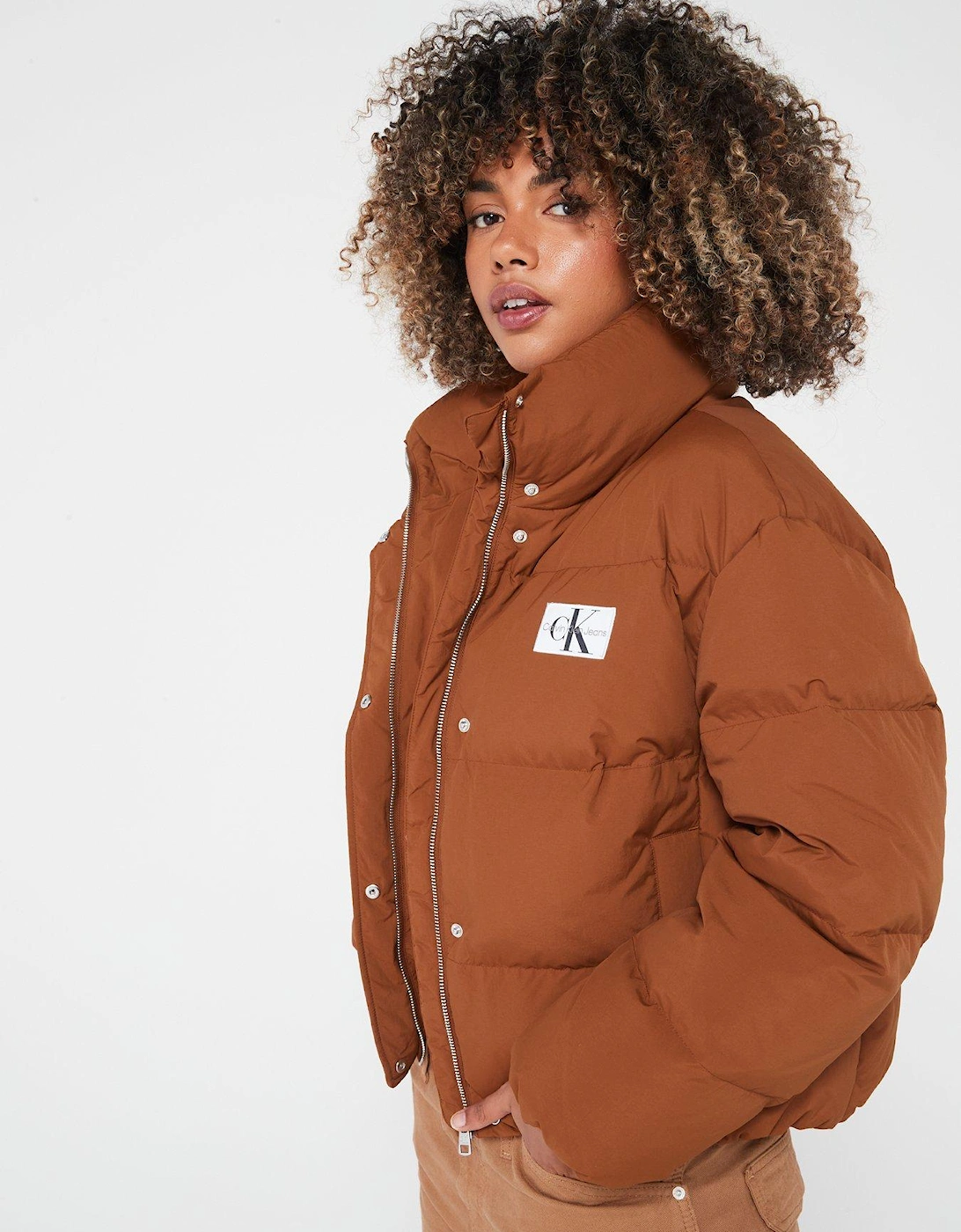 Down Soft Touch Logo Padded Coat - Brown, 7 of 6