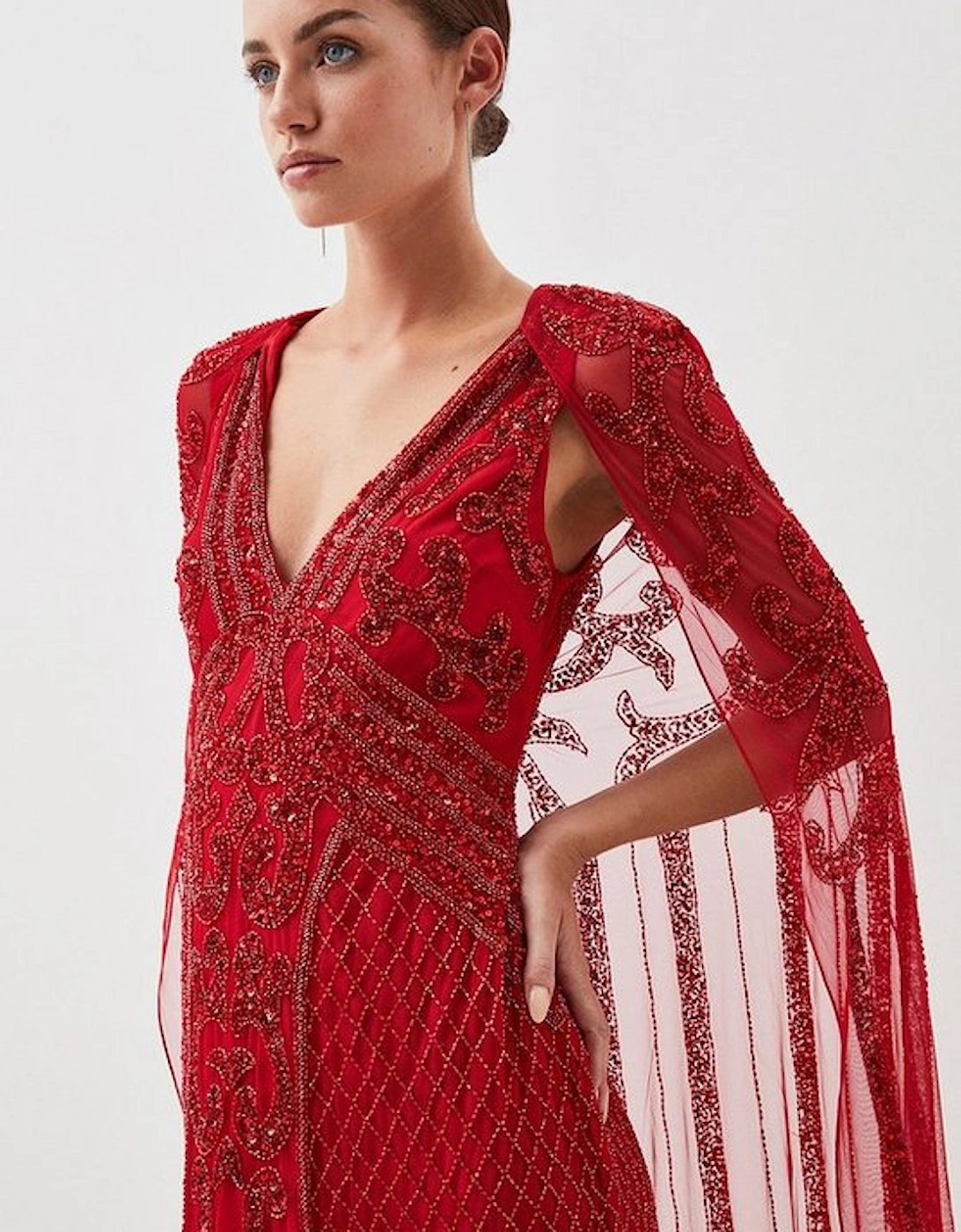 Petite Embellished Woven Maxi Dress With Cape, 5 of 4
