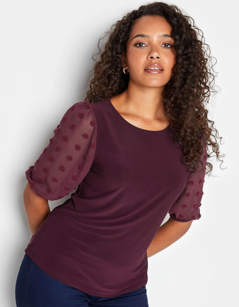 Dobby Sleeve Top - Red