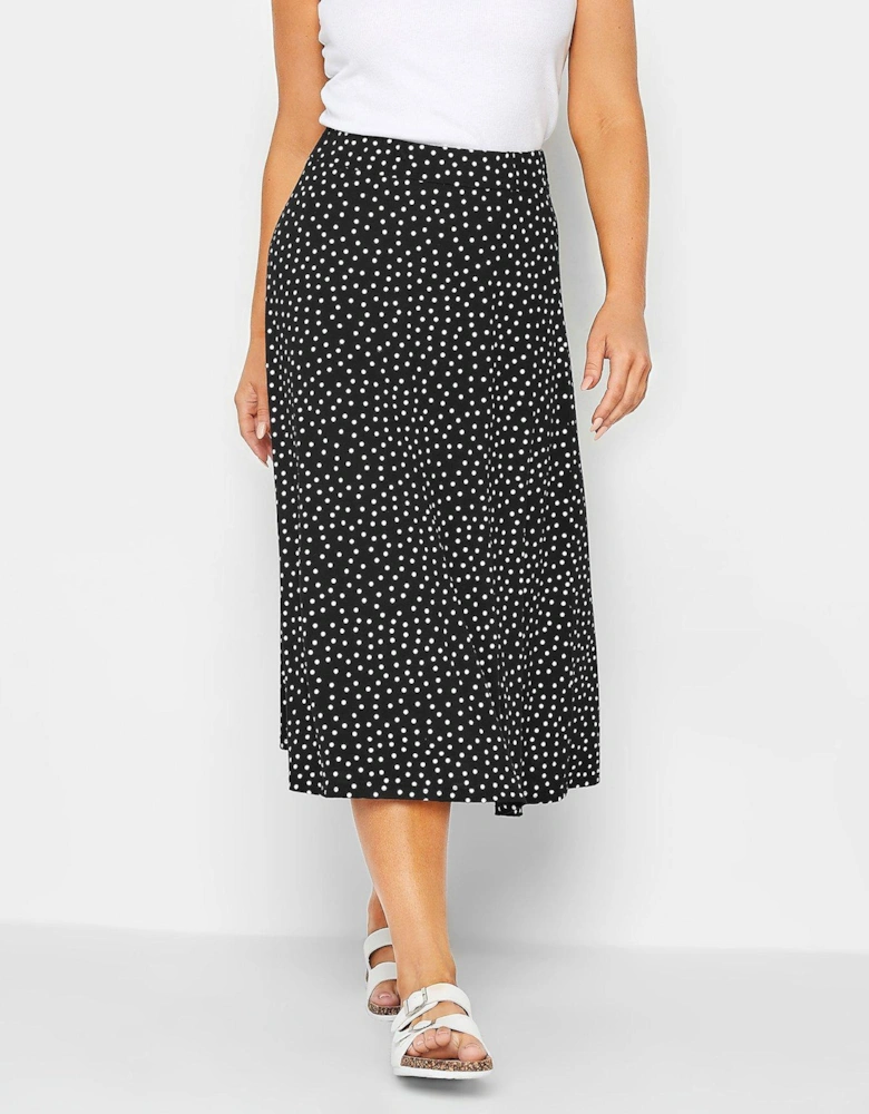 Black Spot Jersey Printed Skirt