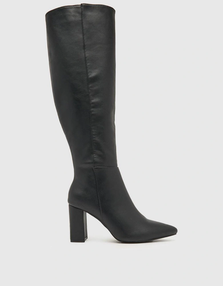 Dua Block Heel Knee Boot - Black